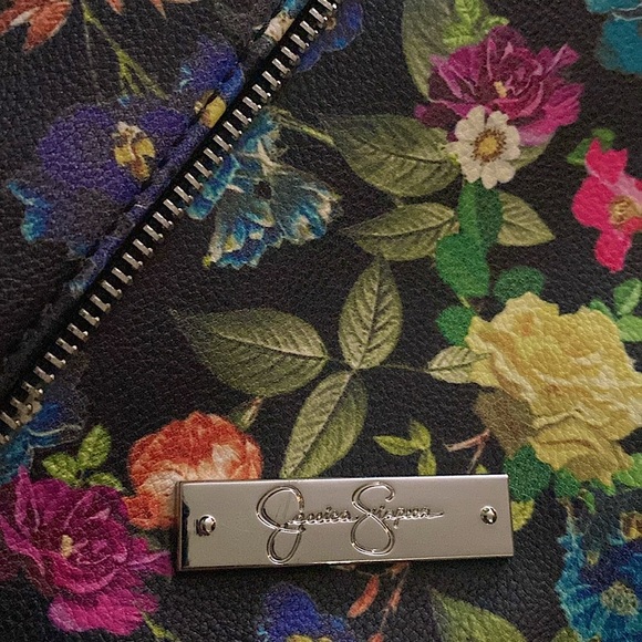 Jessica Simpson Black Floral Zipper Handbag - Picture 5 of 16
